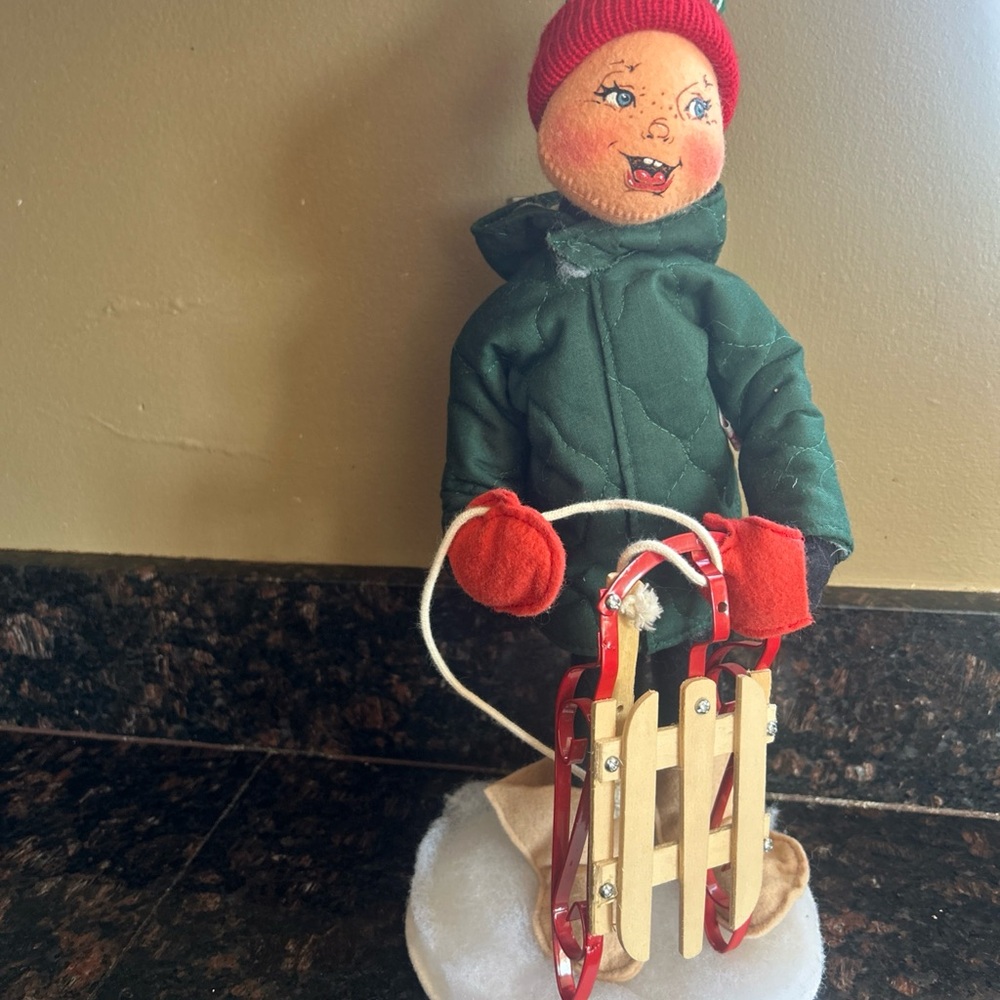 Vintage 1999 Annalee Winter Doll Bob Sled